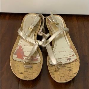Ralph Lauren size 7 gold strappy sandals shoe